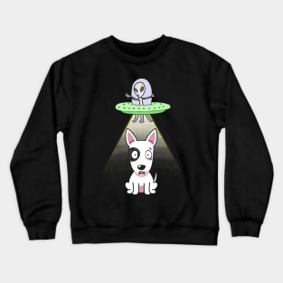 Funny bull terrier is being abducted by aliens Crewneck Sweatshirt